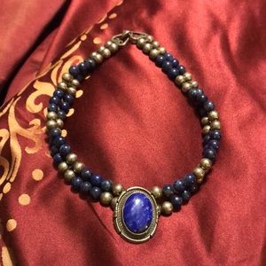 Vintage Sterling Silver Lapis Choker